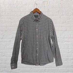 Lauren Ralph Lauren Men's Blue Brown Plaid Button Down Shirt Large Classic Fit